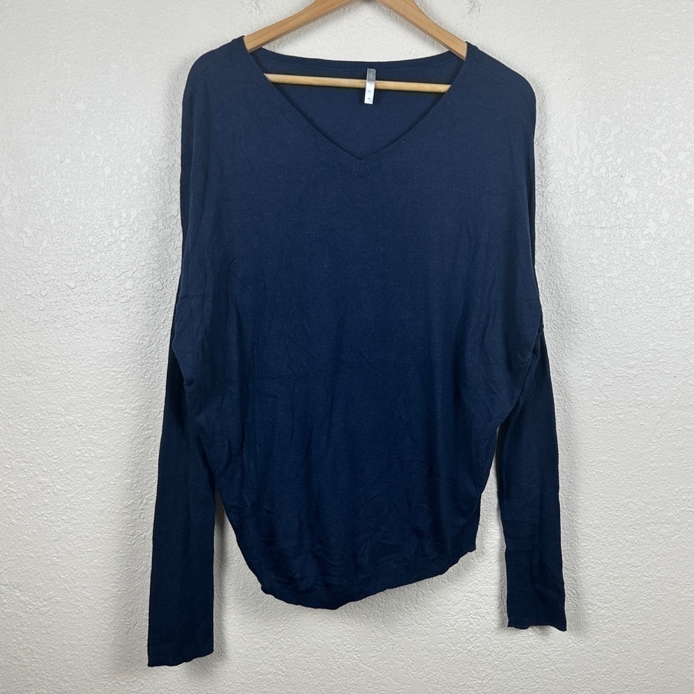 Gap Pure Blue V-neck Cashmere Blend Oversized Pullover Sweater Size Medium